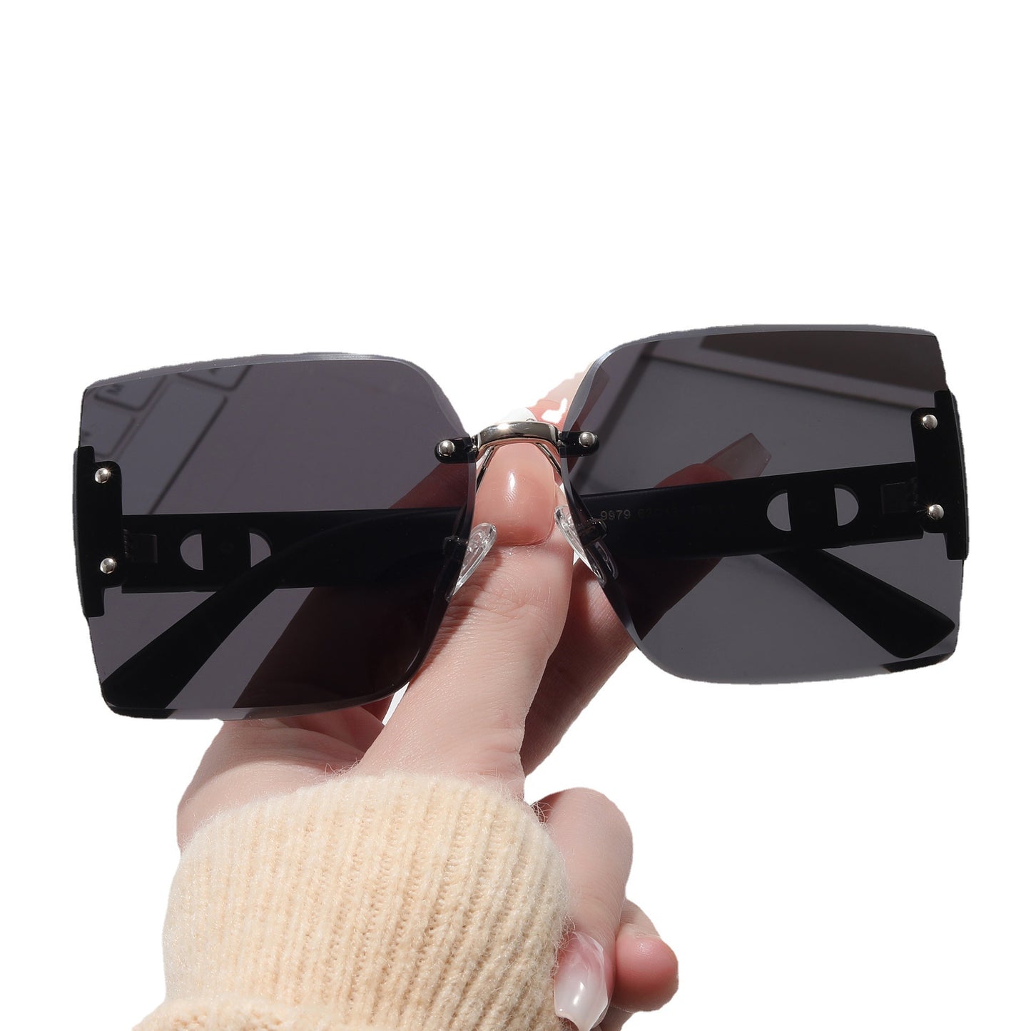 Damen Hochwertige rechteckige Sonnenbrille mit modischem Metallrahmen Karnz
