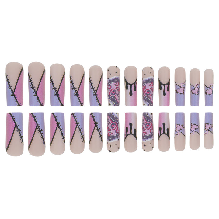 Künstlerische Stiletto Press-On Nägel mit einzigartigem Grafikdesign Karnz