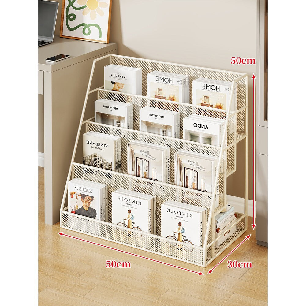 Schräg Mesh Rollender Magazin- und Buchdisplayregal mit Feststellrollen