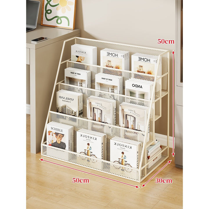 Schräg Mesh Rollender Magazin- und Buchdisplayregal mit Feststellrollen