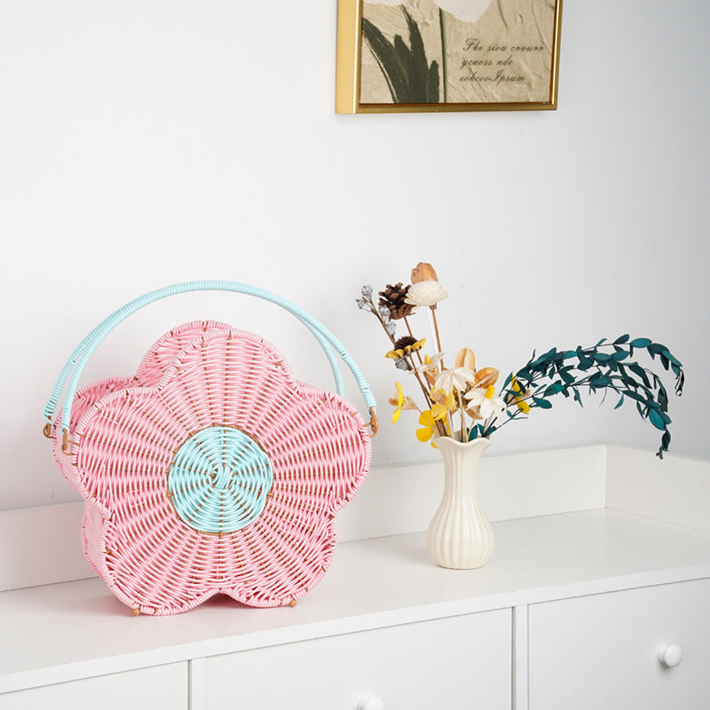 Blumenförmiger dekorativer geflochtener Aufbewahrungskorb