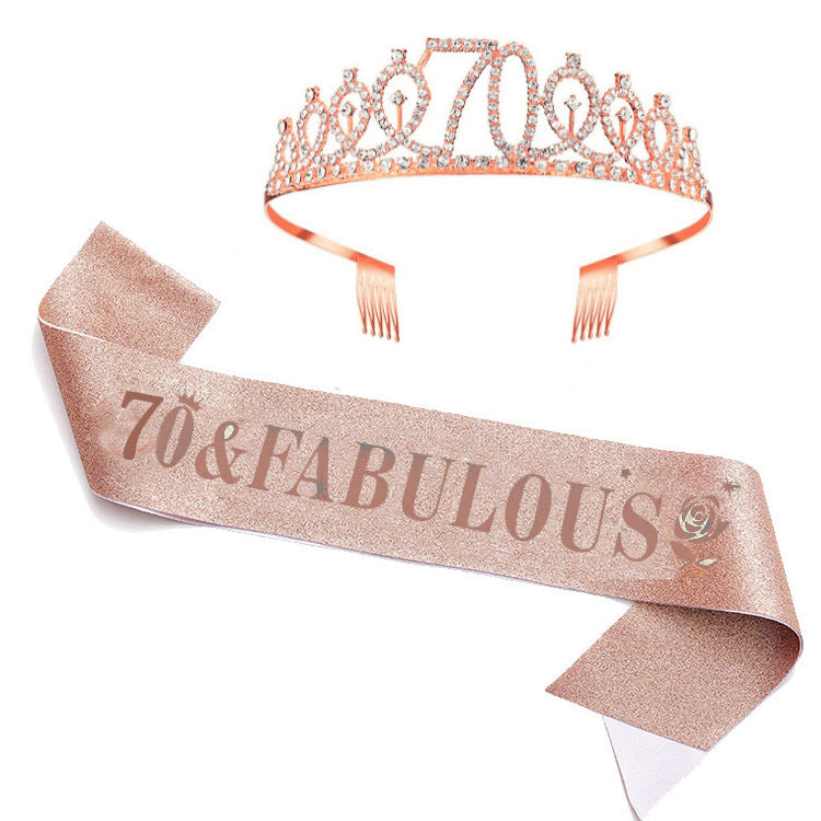 Damen Glitzernde Geburtstagstiaraset mit Sash Karnz