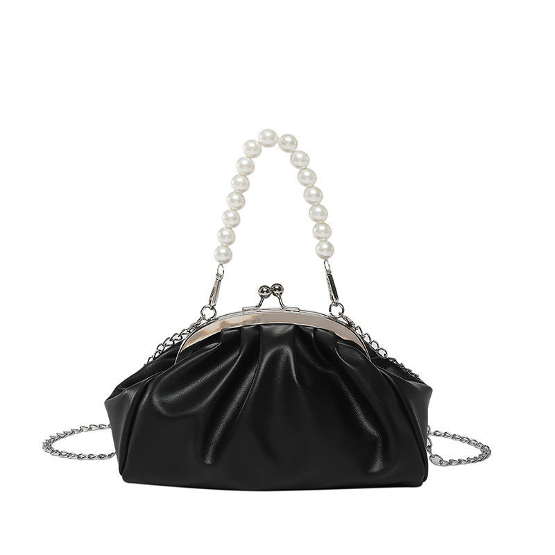 Elegante Clutch-Handtasche mit Perlenkette Karnz