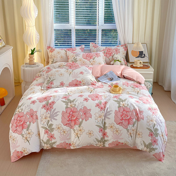 Verspieltes Blumenmuster Bettwäsche Set