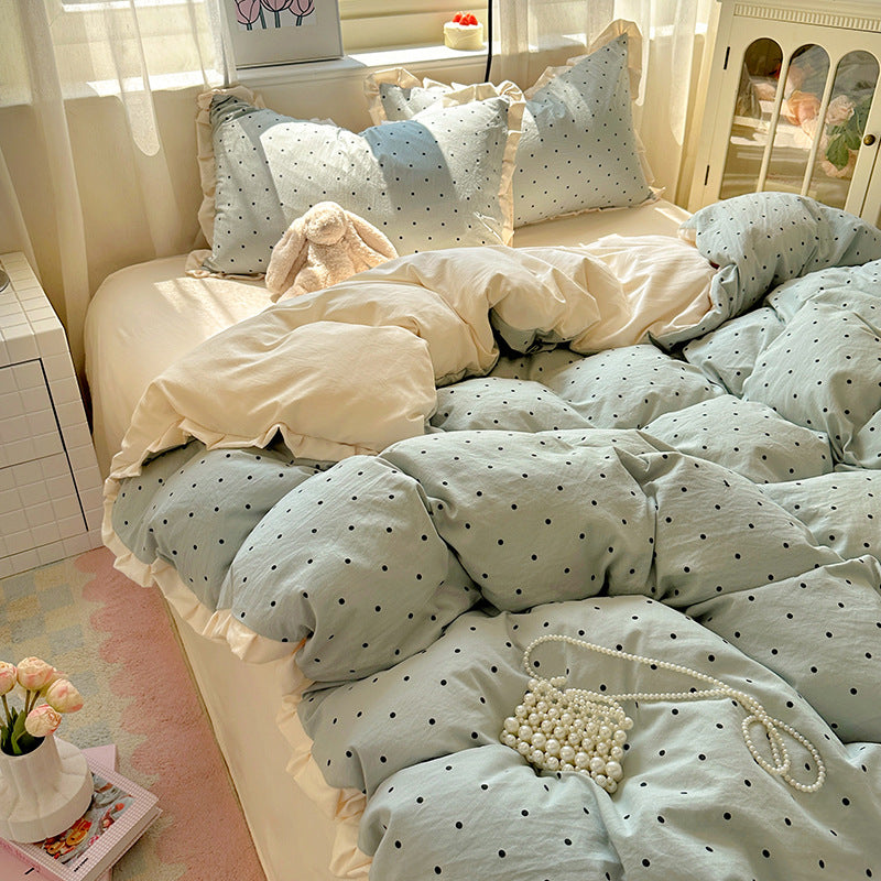 Gingham-Muster Bettdecken-Set