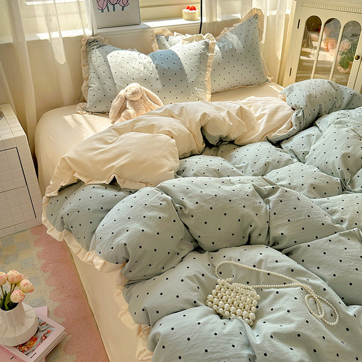 Gingham-Muster Bettdecken-Set