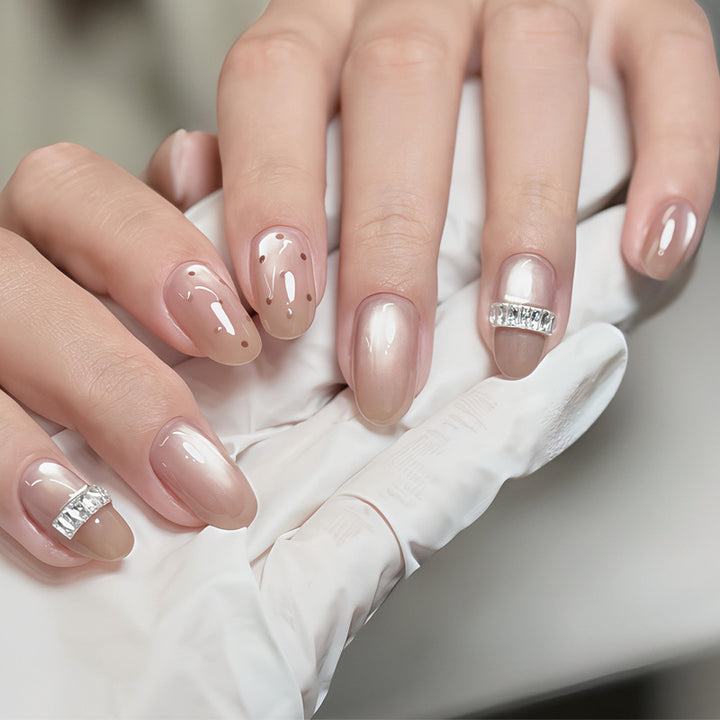 Dekoratives Press-On-Nagelset mit Stern- und Schleifenmotiven Karnz