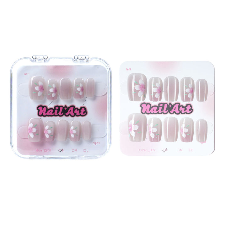 Dekorativer Floral Press-On Nagelset Karnz