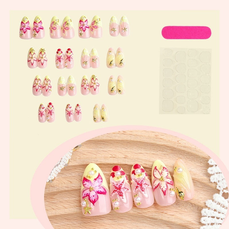 Kunstnagelset mit luxuriösen 3D-Details und floralem Design Karnz