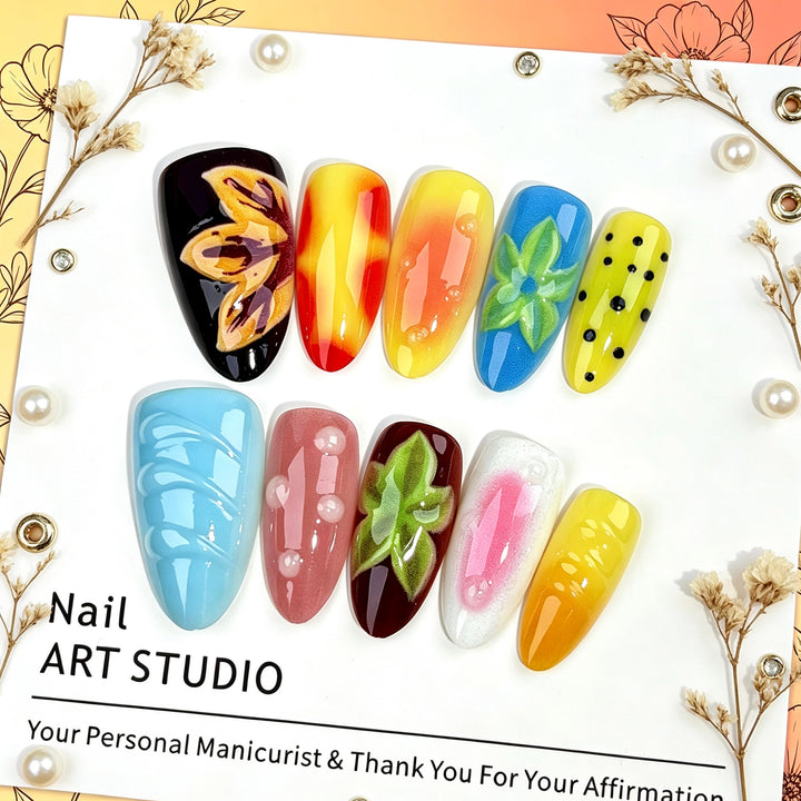 Künstlerisches Multi-Design Presse-auf Nagelset