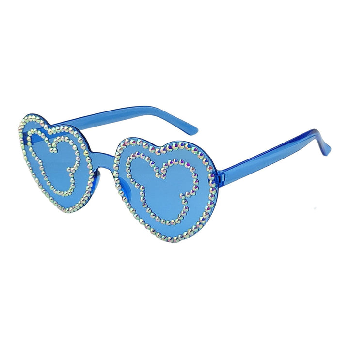 Damen Herzförmige Sonnenbrille mit funkelndem Strassmuster Karnz