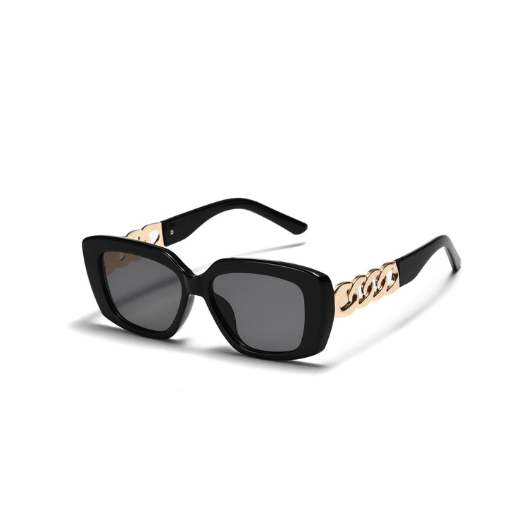 Damen elegante quadratische Sonnenbrille mit goldverziertem Rahmen Karnz