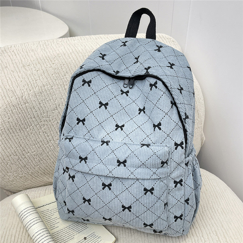 Lässiger Kord-Backpack mit Schleifenverzierung