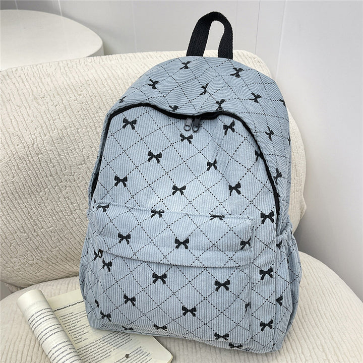 Lässiger Kord-Backpack mit Schleifenverzierung