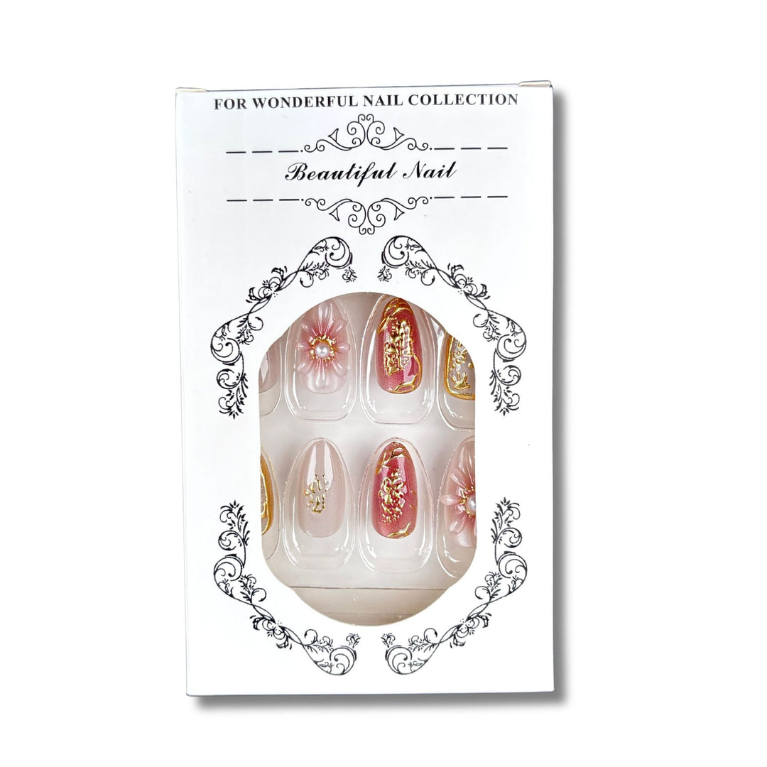 Luxuriöse Blumen-verzierte Press-On Nagelkollektion