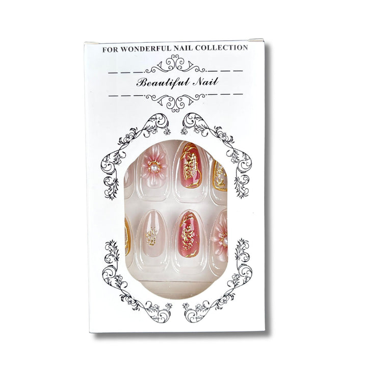 Luxuriöse Blumen-verzierte Press-On Nagelkollektion
