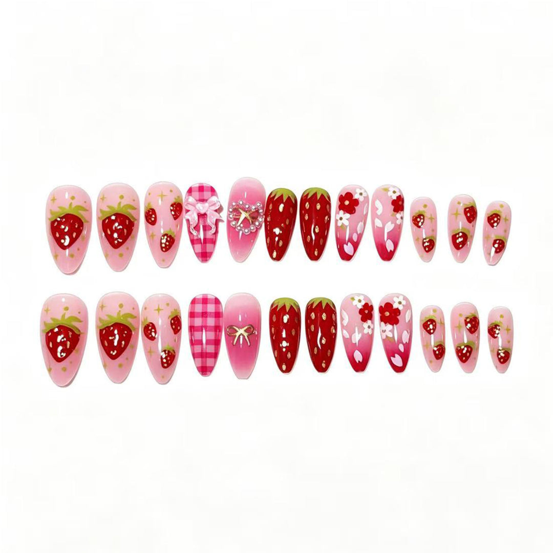 Erdbeer-Themen Press-On Nail Art Set Karnz