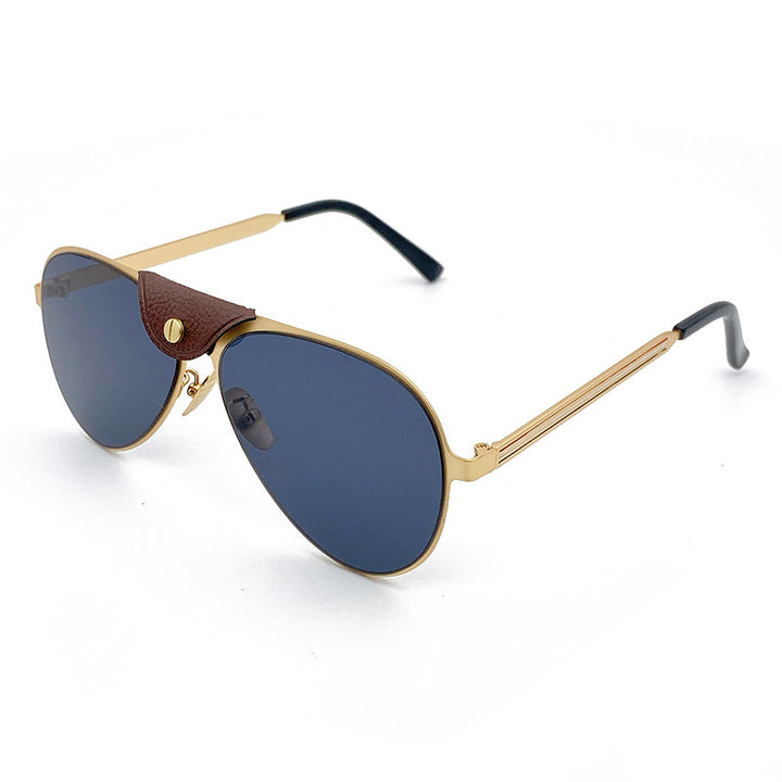 Retro Piloten-Sonnenbrille mit Blau Getönten Gläsern Karnz