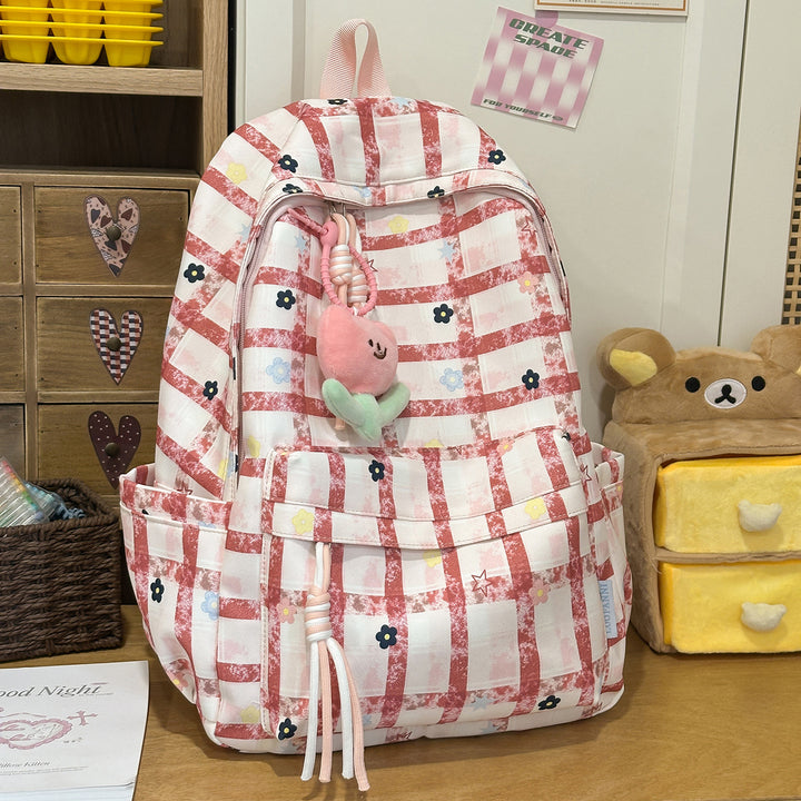 Stylische Schachbrettdruck-Rucksack Karnz