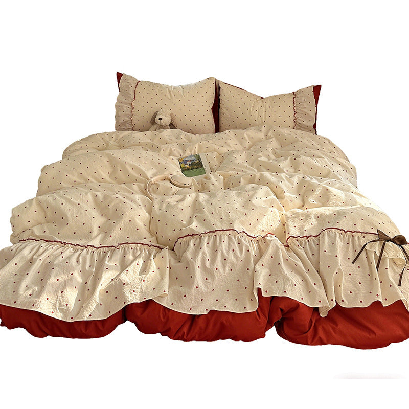Premium Floral Rüschende Bettbezug Set