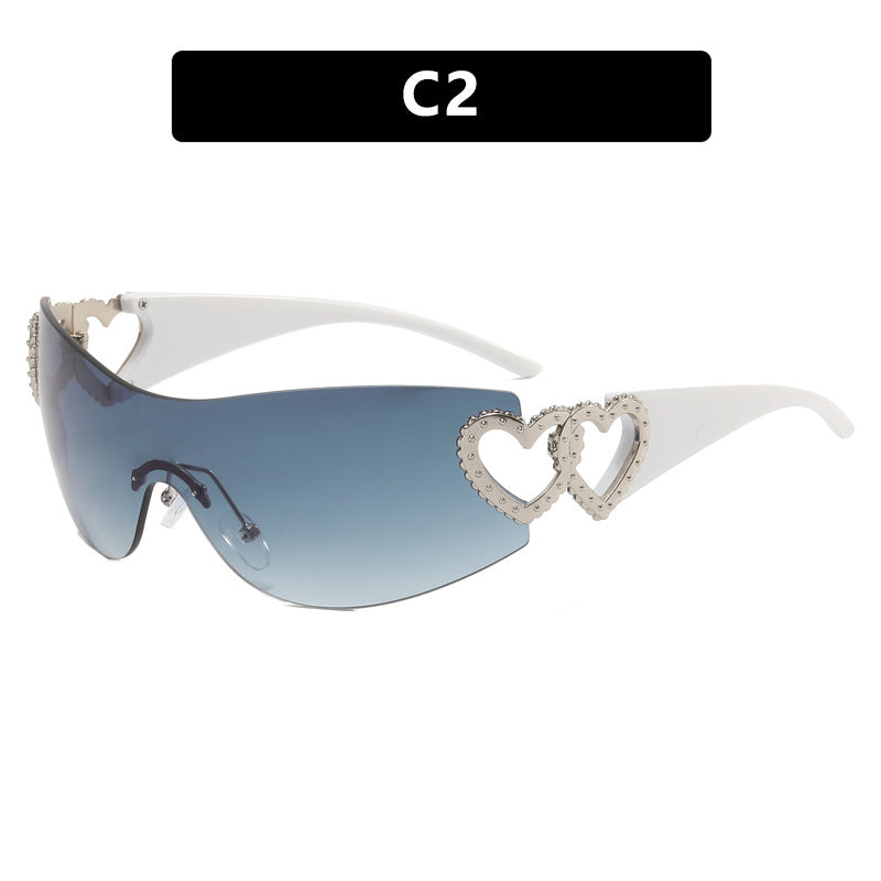 Damen Fashion-Sonnenbrille mit Herz-Applikationen Karnz