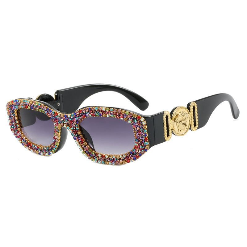 Damen extravagant gestaltete Sonnenbrille mit strassbesetztem Rahmen Karnz