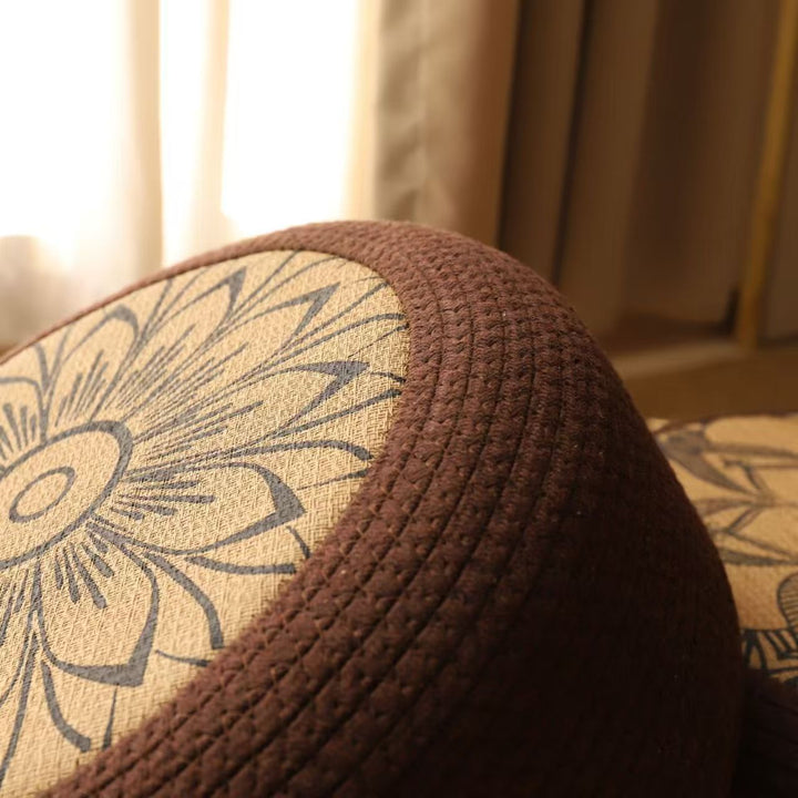 Dekorativer Sitzpuff mit Stilvollem Blumendesign Karnz