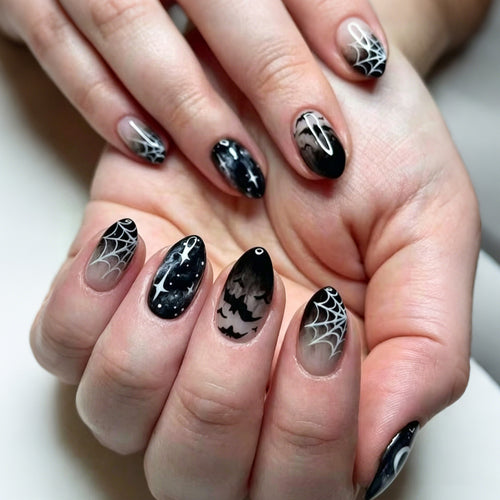Halloween-Themen Spider und Fledermaus Press-On Nagelset