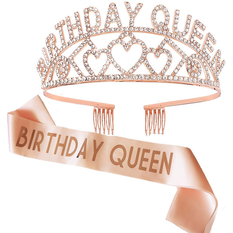 Damen Funkelndes Tiara- und Schärpen-Set Karnz