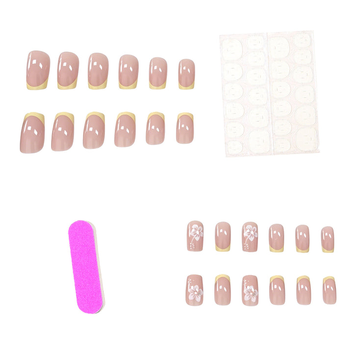 Elegante florale französische Tips Nagelkunst Karnz