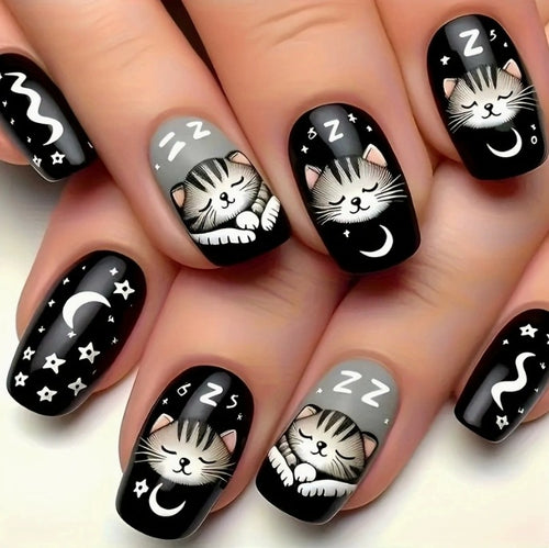 Verspielt Kätzchen-Themen Nagelkunst Karnz