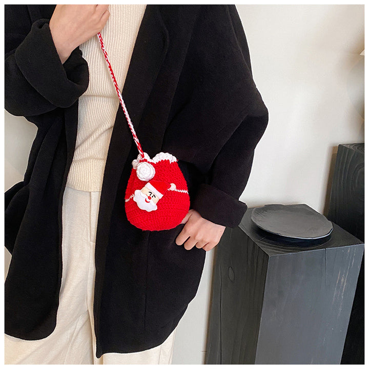 Niedliche Weihnachtsmann-Themen Häkel Crossbody-Tasche