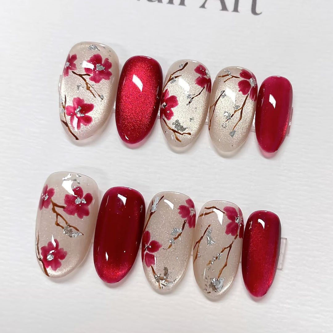 Dekoratives Floral Press-On Nagelset