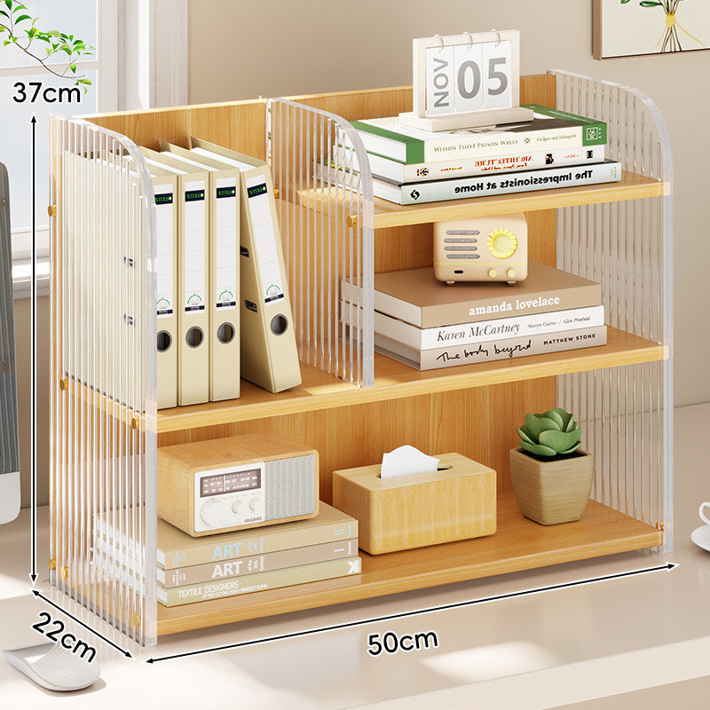 Gekrümmtes Acrylpanel Dual-Compartment Schreibtisch Buch- und Dokumentenorganisator