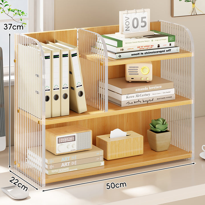 Gekrümmtes Acrylpanel Dual-Compartment Schreibtisch Buch- und Dokumentenorganisator