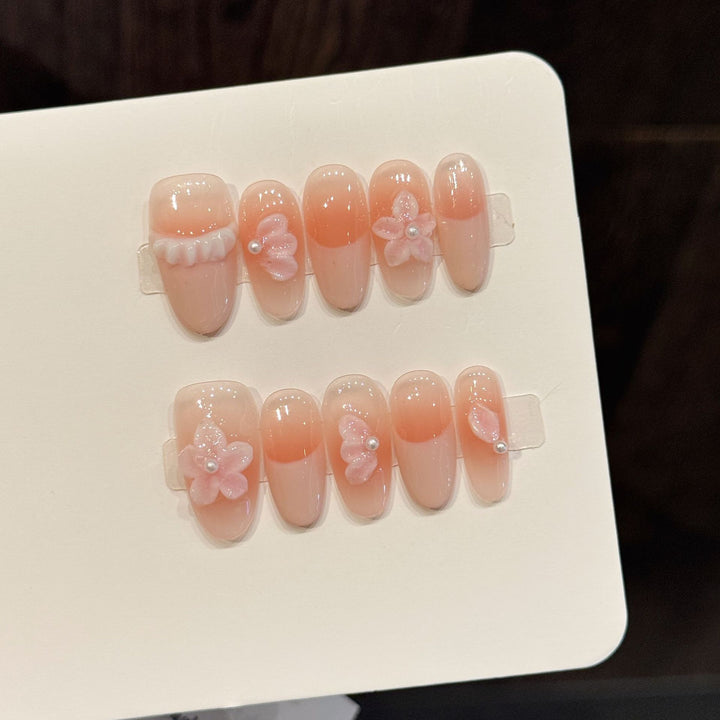 Florales Acryl Press-On Nagelkunst Set