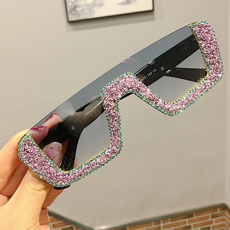 Damen elegante Glitzer-Sonnenbrille mit markantem Rahmen Karnz