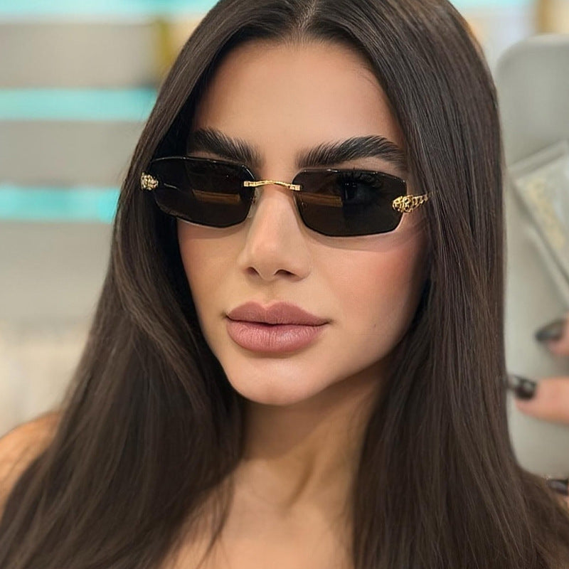 Damen elegante Halbgestell Sonnenbrille Karnz