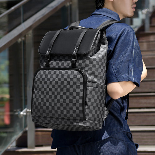 Stylischer Schachbrettmuster-Rucksack Karnz