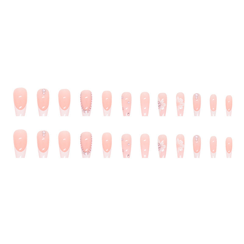 Blumenverzierte Press-On-Nagelspitzen Karnz