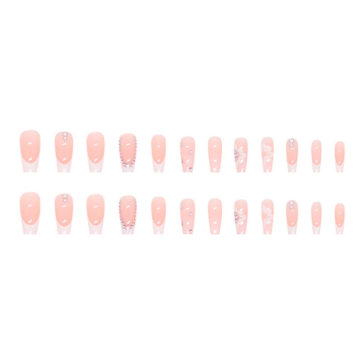 Blumenverzierte Press-On-Nagelspitzen Karnz