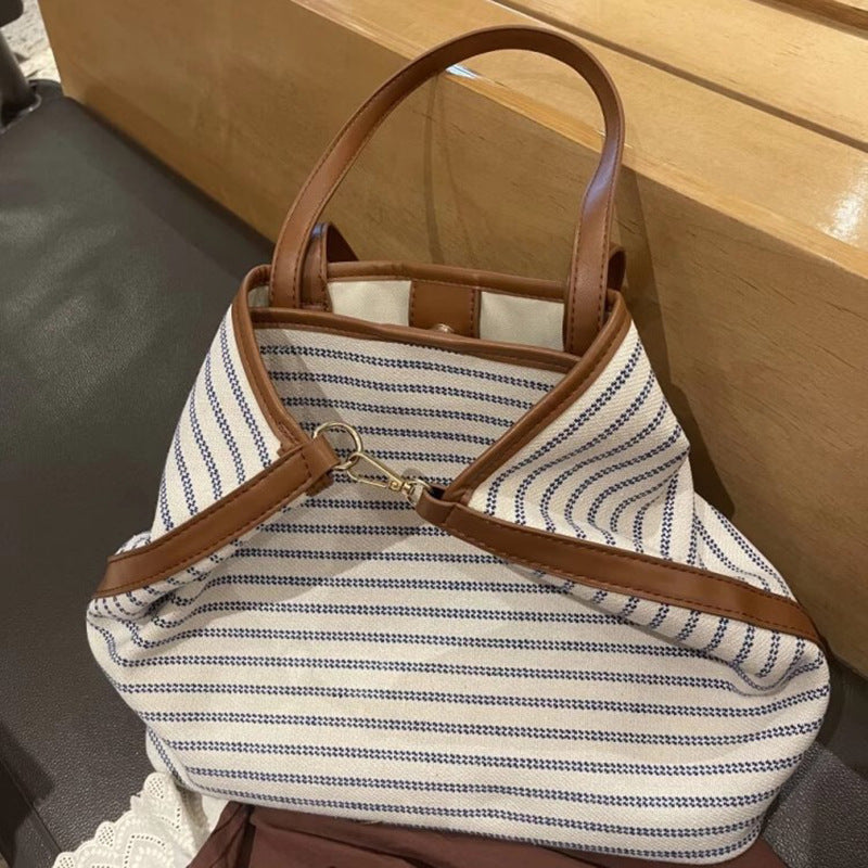 Gestreifter Canvas Tote Bag Karnz