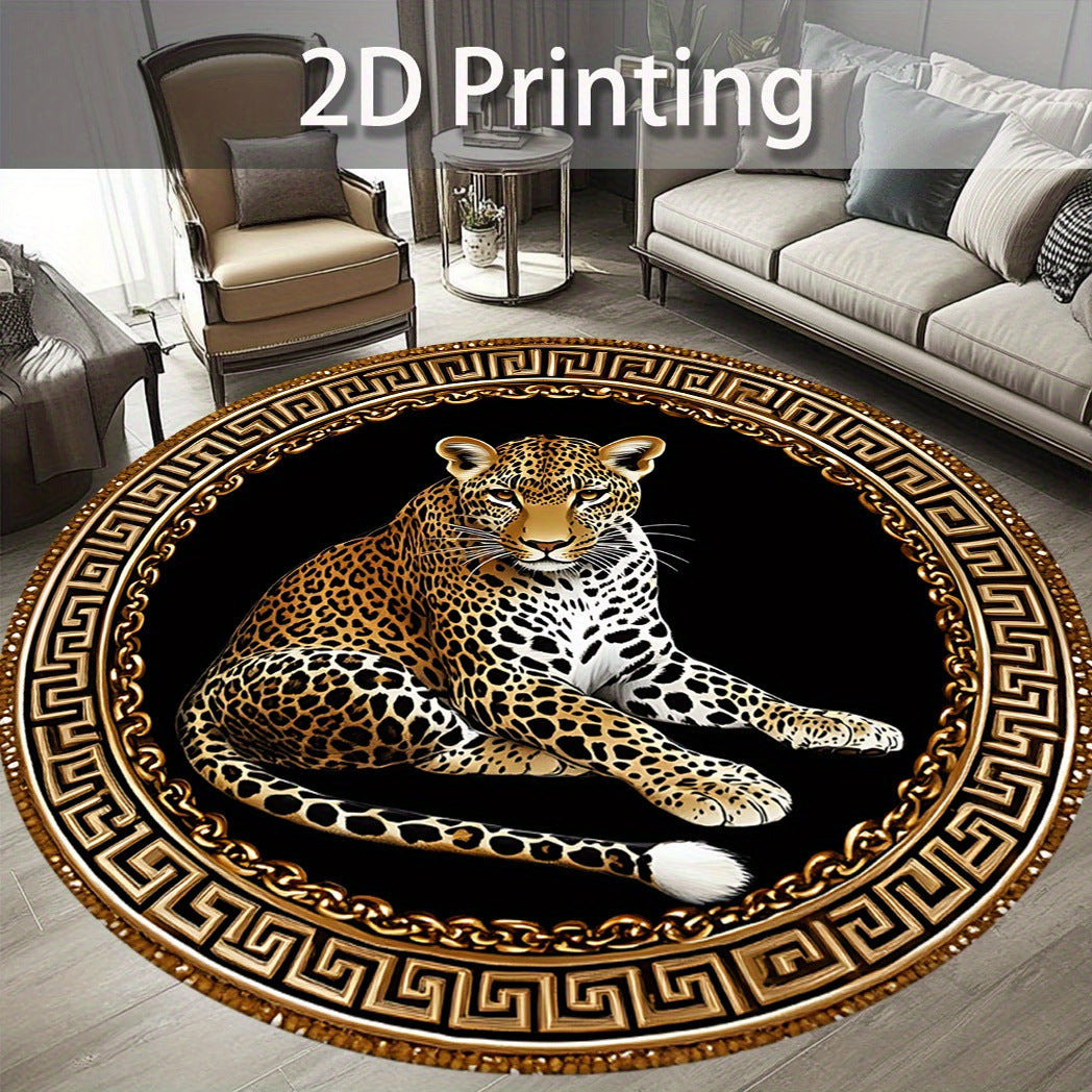 Künstlerischer Leoparden-Print runder Fußmatte