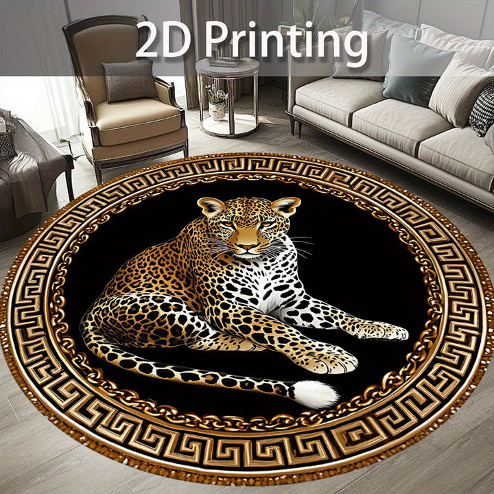 Künstlerischer Leoparden-Print runder Fußmatte
