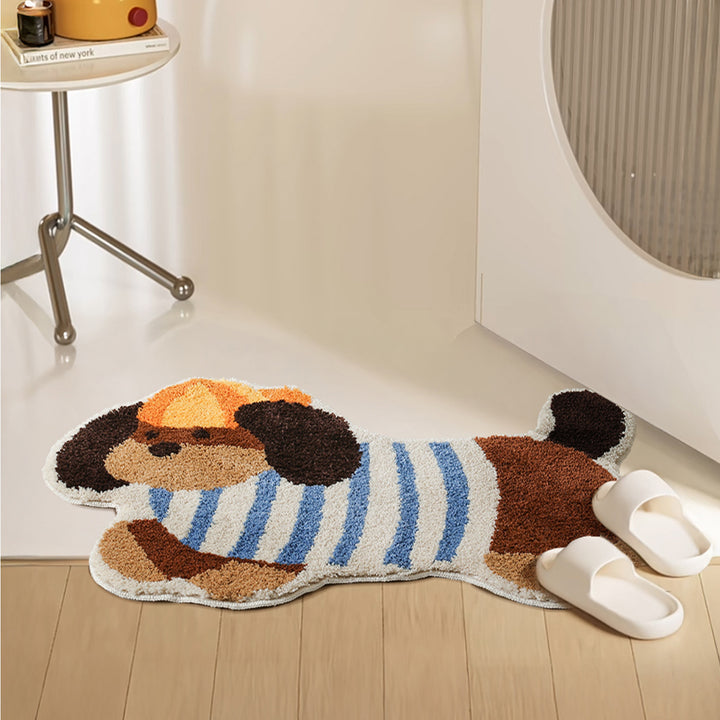 Geformte Hunde-Design Fußmatte aus Baumwoll-Tufting mit Anti-Rutsch Rücken