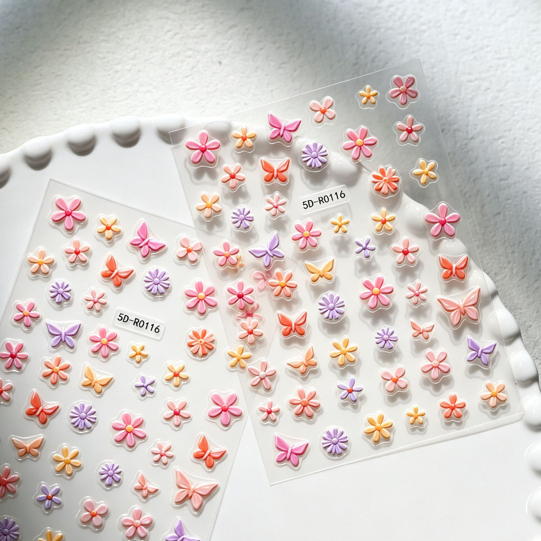 Dekorative 3D Blüten- und Schmetterling-Nagelkunst Charms