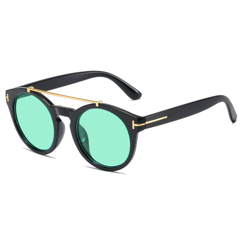 Damen modische Sonnenbrille mit eleganten runden Gläsern Karnz