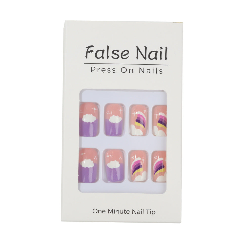 Kreatives Nail Art Set mit bunten Regenbogen- und Wolkenmotiven Karnz