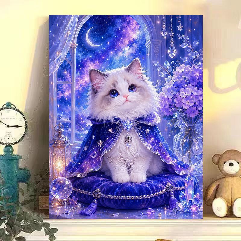 Verspielt katzenmotiviertes Leinwandkunstwerk Karnz