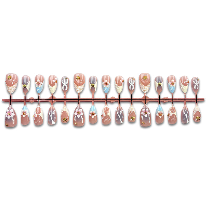 Künstlerisches florales verziertes Press-On Nail Set